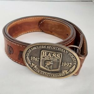 Vintage Bass Belt Buckle/ Hand Tooled"Paul"Belt Attention Paul